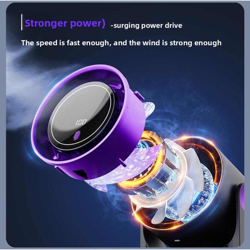 Ledový stolní ventilátor s digitálním displejem - Vysokorychlostní turbo, 5rychlostní nastavení, Přenosný napájený USB/baterií, Dobíjecí přenosný ventilátor