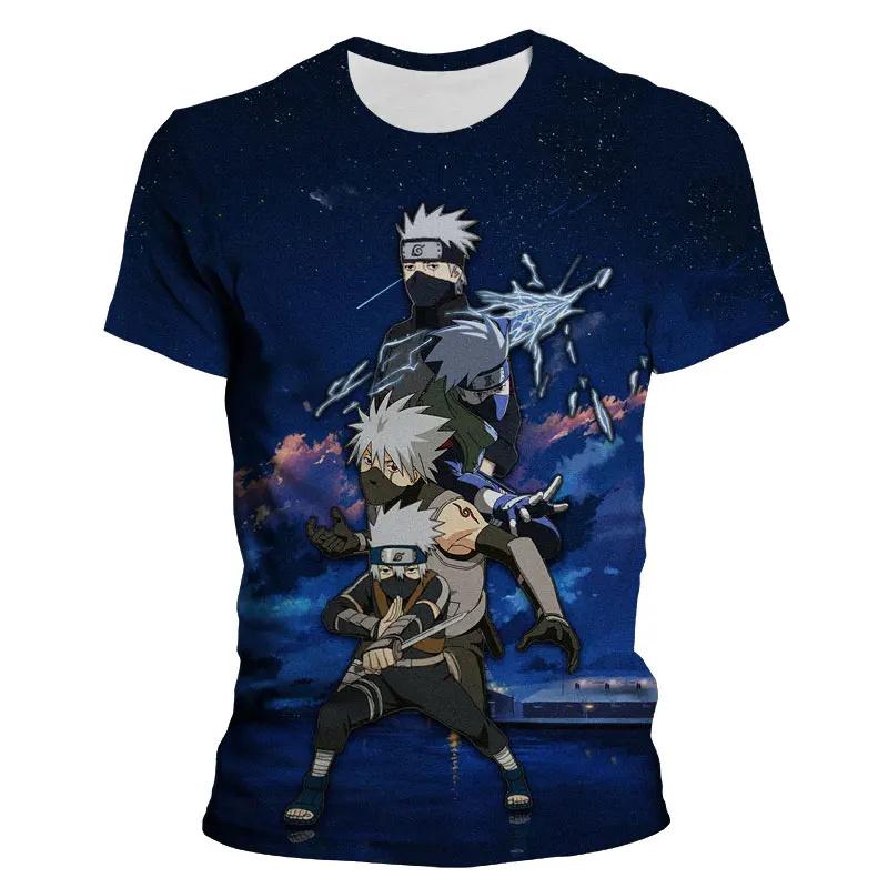 Kakashi Pojke Flicka T-shirt Naruto Shippuden Herr T-shirt 3D-tryck Oversize Kortärmad Japan Anime Herr T-shirt MINISO Herrkläder