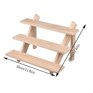 

A Top Quality 3 Tier Ear Stud Holder Wooden Jewelry Earring Dispaly Stand Shelf Cupcake Makeup Mini Figure Organizer Showcase