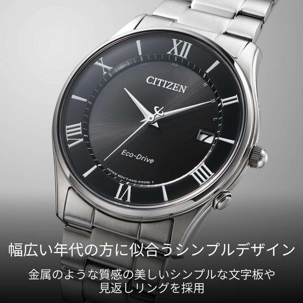 CITIZEN Collection AS1060-54E Eco-Drive Radio-Controlled Watch Thin Stainless Steel Black Dial Men's