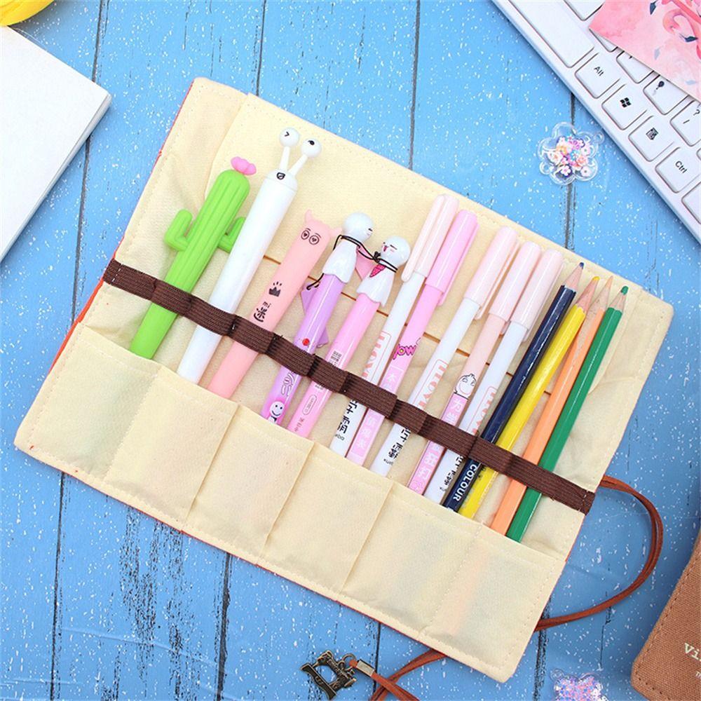 Pencil Pouch Pencil Case Roller 12 Holes Roll Pencil Bag Roll Up Pen Bag Makeup Wrap Holder