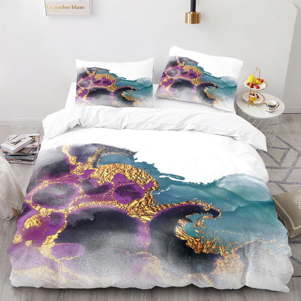 Marmor Bettbezug Set Mikrofaser Grün Schwarz Gold Abstraktes Muster Bettdeckenbezug für Mädchen Frauen Doppel Queen King Bettdeckenbezug