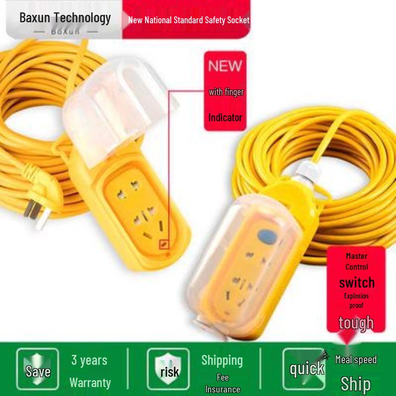 Rainproof Power Strip with Long Cord & Switch for EV Charging