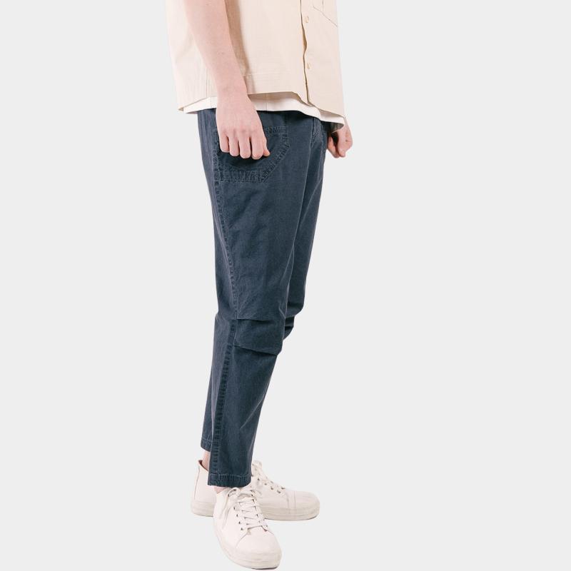 CUSTOMUS Knee Tuck Slim Fit Washed Men'S Crooked Waist Pants Cxs25Mwpt406 Nav