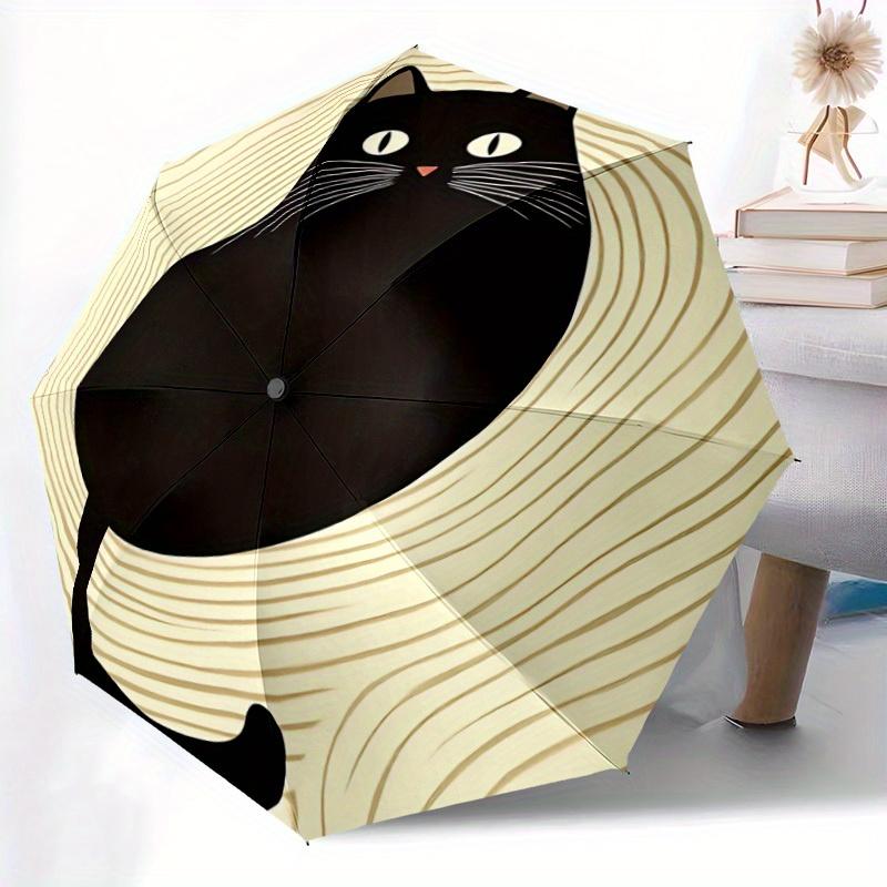 1pc Lazy cat Automatic Open 8-Rib Windproof Umbrella, Travel & Commuting, Suitable for All Seasons
