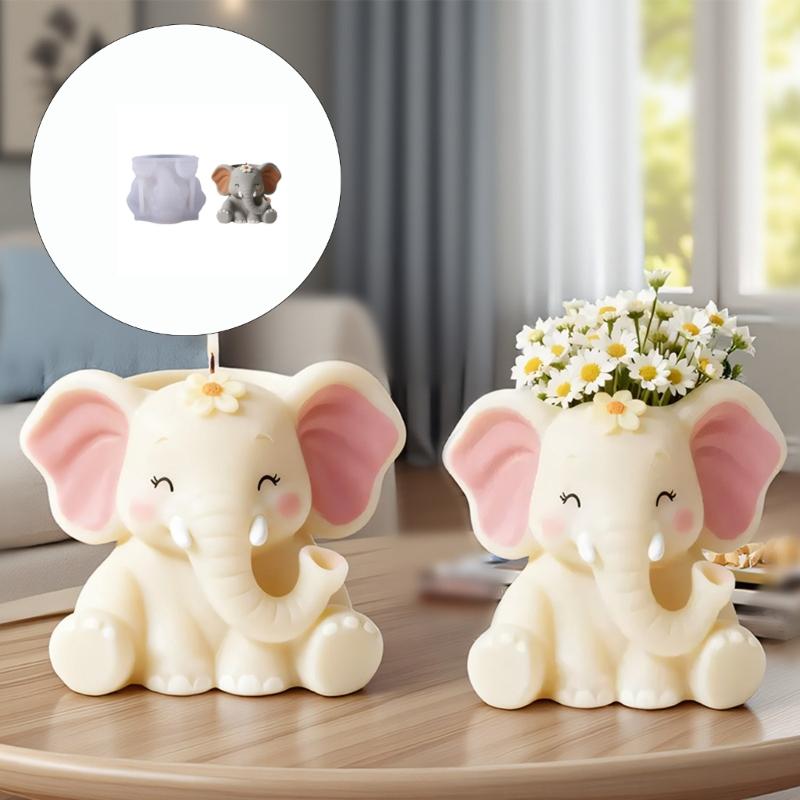 Creative Elephant Silicone Mold for Handmade Flower Pot Jewelry Holder and Candle Stand Planter Mould