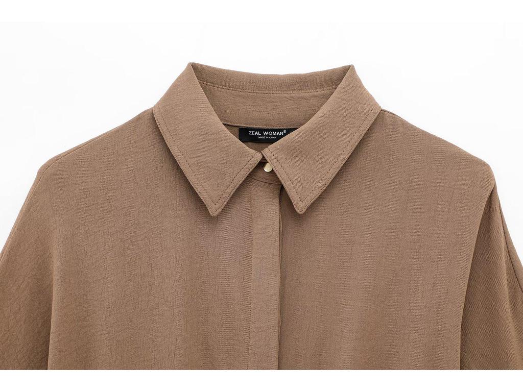 European & American Women's Drapey Lapel Shirt and Pants Set - Spring Casual Fashion