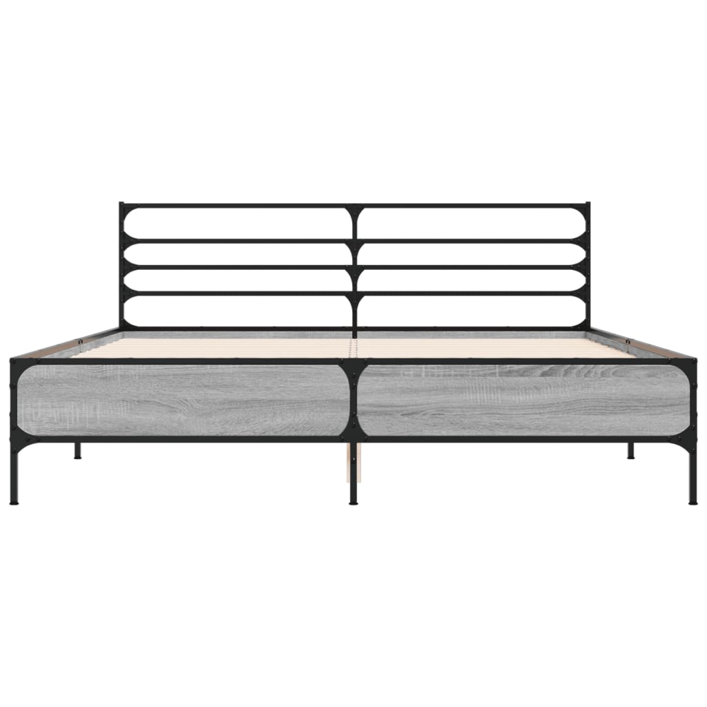 Grey Sonoma Bed Frame 160x200 cm Particleboard and Metal