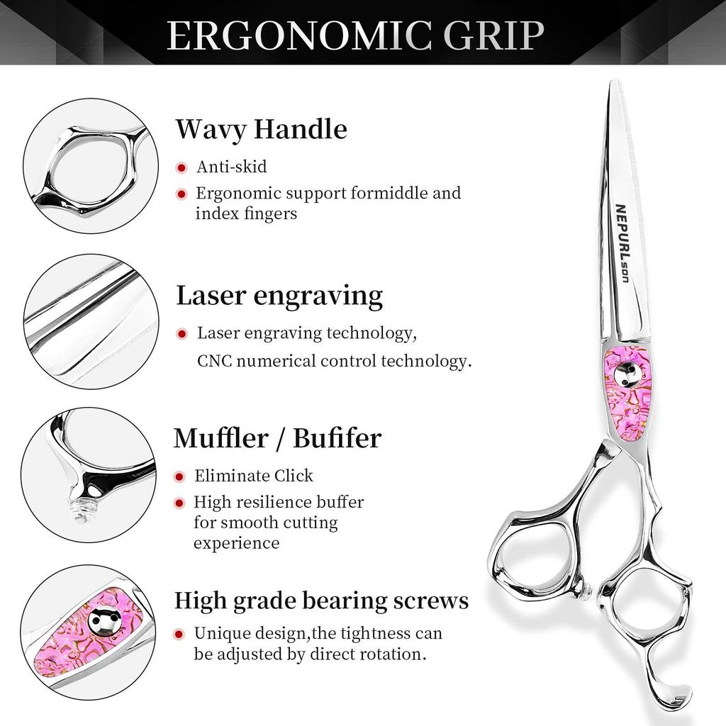 6.0-Inch Napsen Hairdressing Barber Scissors - Straight & Thinning Shears