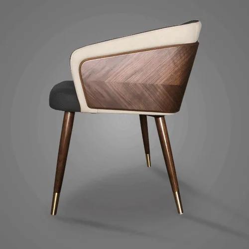 Modern Leisure Dining Chairs Simple Creative Ins Home Furniture Nordic Restaurant Solid Wood Chair Leather Art Backrest Stool