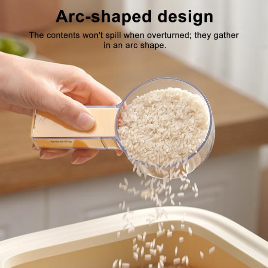 Graduated Spoon with Insect-Proof Storage Box Removable Handle Transparent Measuring Spoon 40ml-160ml Food-Grade Kitchen Tool for Rice Noodles Cooking