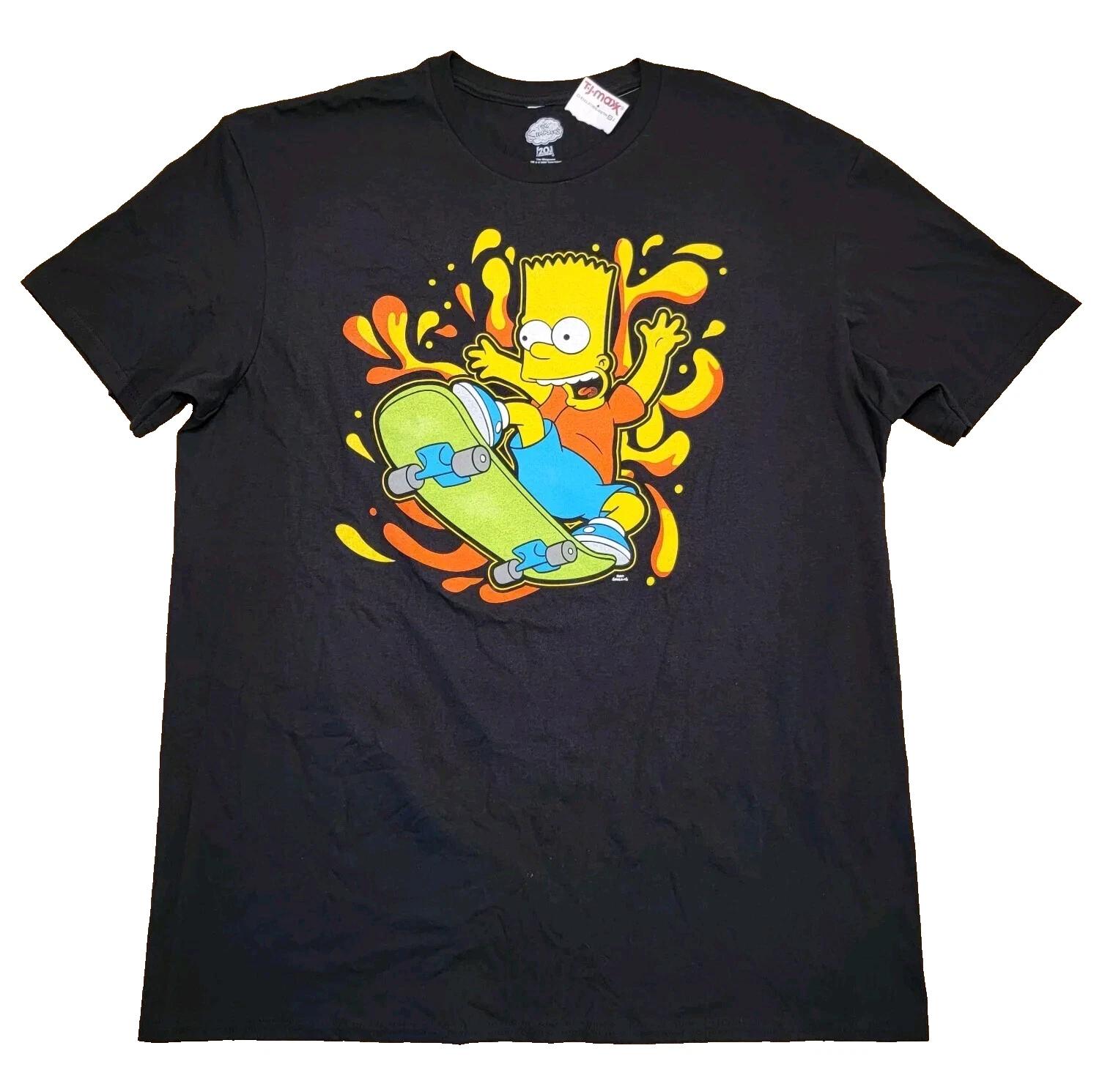 The Simpsons Bart Simpson T-Shirt Men s L Skateboard Skater Graphic Black NWT L