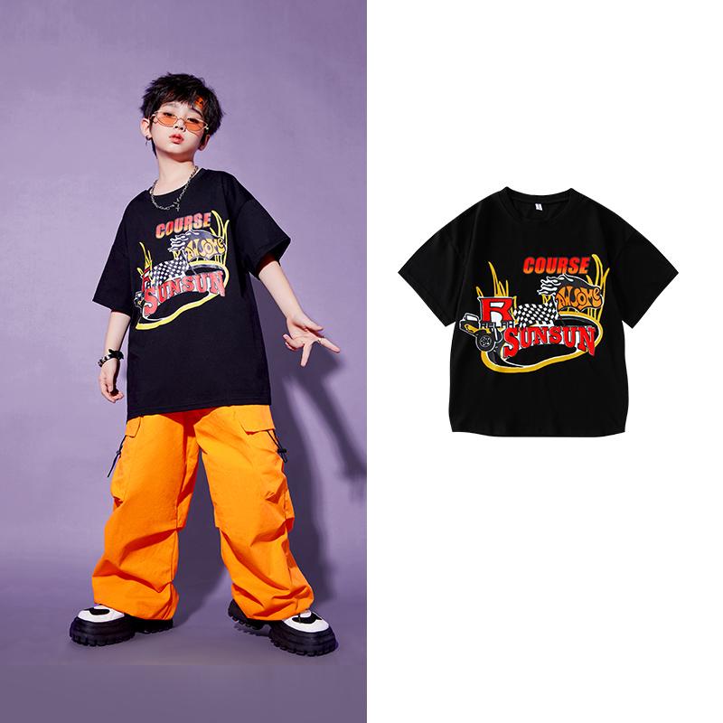 Kids' Street Dance Hip Hop Performance Outfit - Trendy Jazz-Style Costume for Boys & Girls - Cool Summer Streetwear