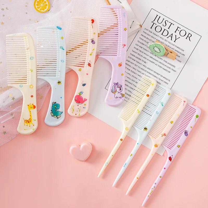 Antistatische Haarbürste mit spitzem Schwanz für Mädchen, Cartoon-Tier-Haarbürste, Kamm, 2 Stück/Set, süßer Kinder-Friseurbedarf, Kamm, Peine