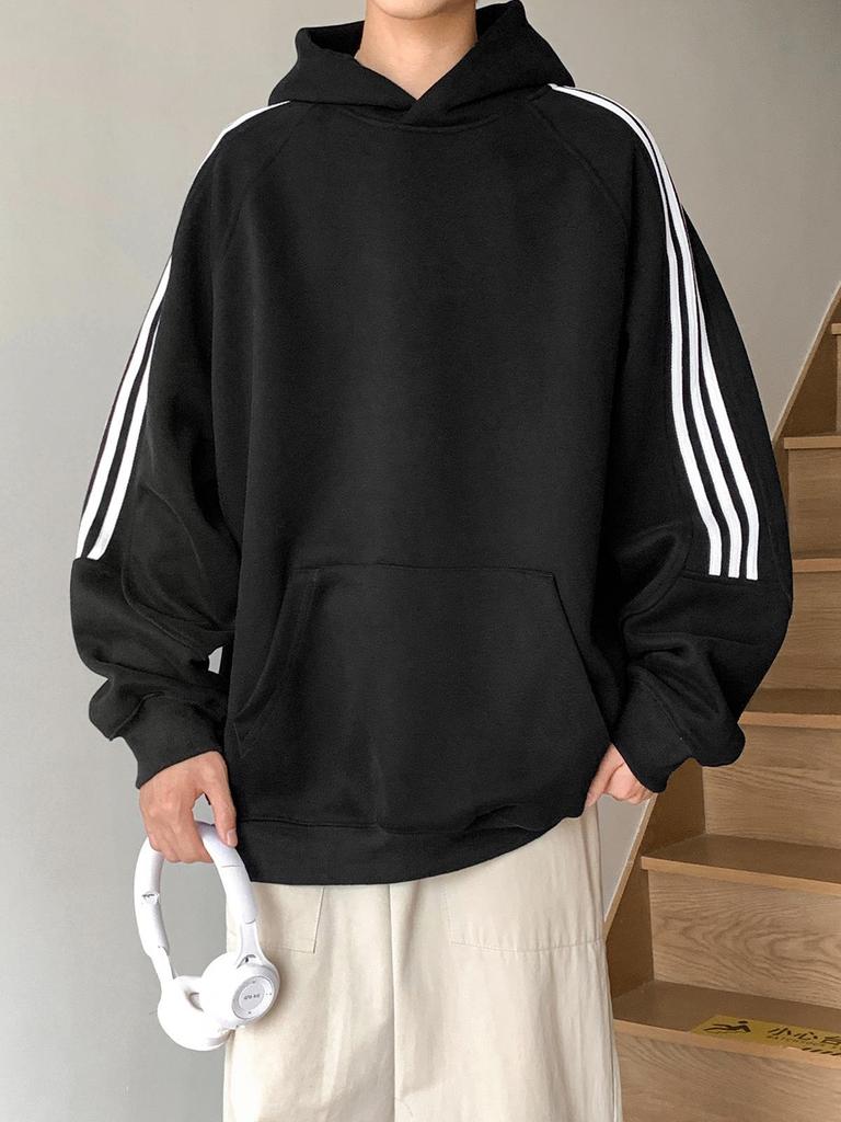 Men's Oversized Three Stripes Hoodie: Trendy Autumn Casual Wear