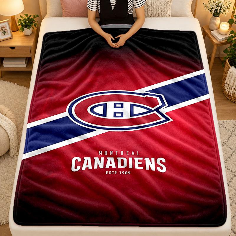 Flannel BlanketMontreal Canadiens Warm Soft Throw Blanket for Indoor Sofa Bed Living Room Use