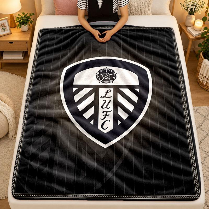 Flannel BlanketLeeds United Warm Soft Throw Blanket for Indoor Sofa Bed Living Room Use
