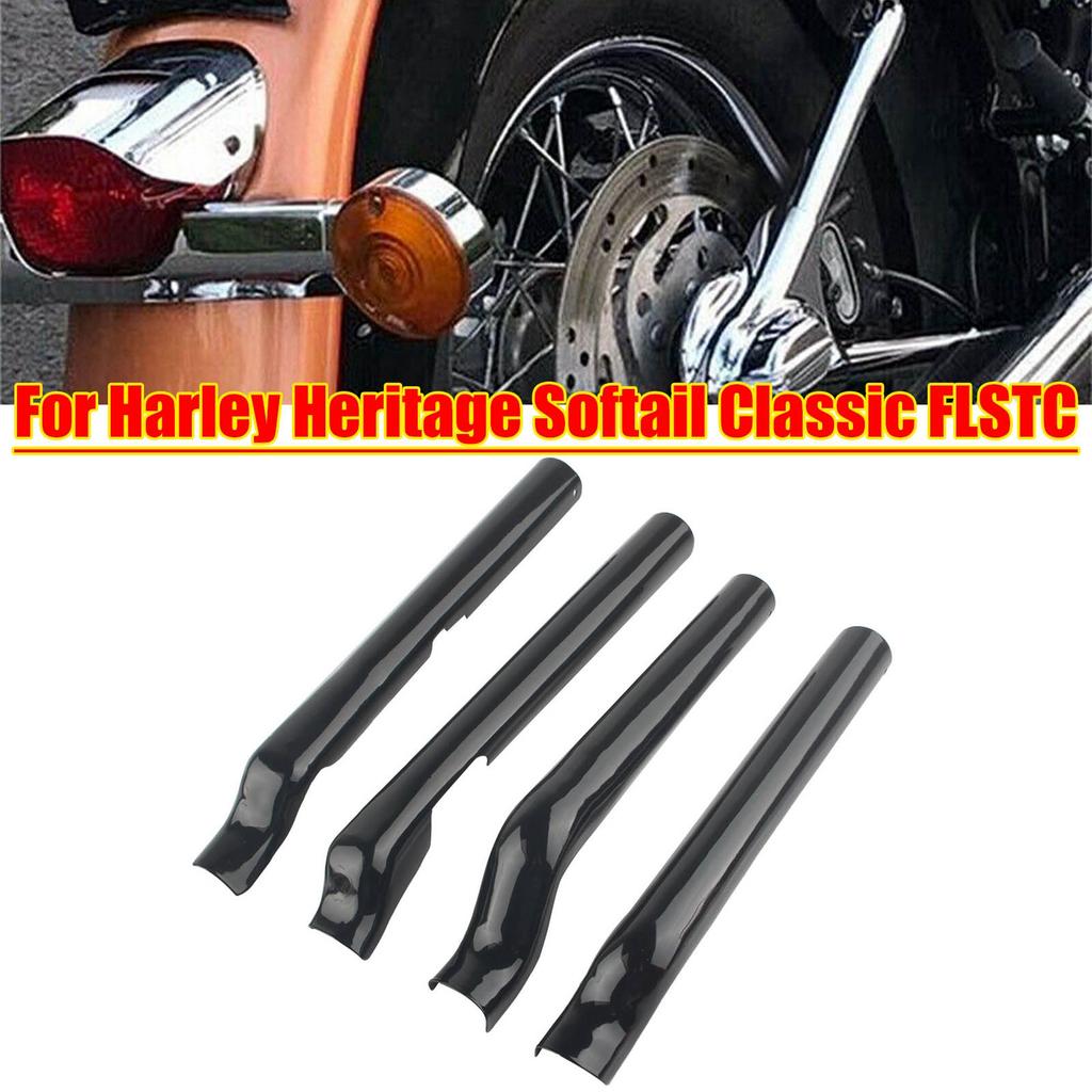 For Harley-Davidson Softail Heritage Classic EFI FLSTCI Custom EFI FXSTC Black Chrome Motorcycle Rear Swingarm Tube Covers