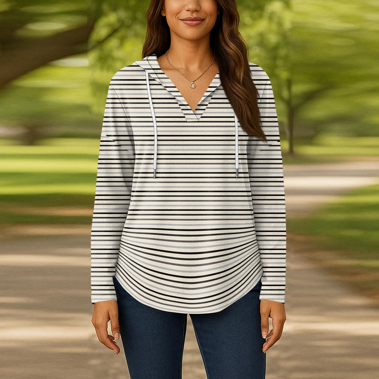 

Женские модные толстовки с капюшоном V-образным вырезом с длинным рукавом и цветочным принтом на шнурке, повседневные свободные пуловеры M