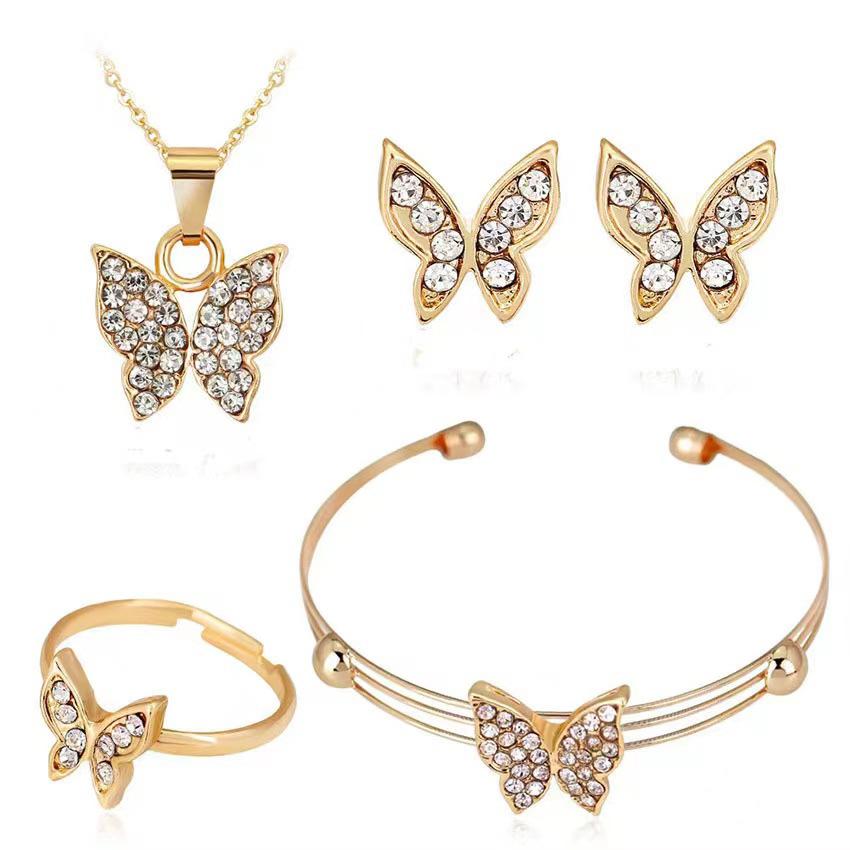 Collana di Moda Orecchini ad Lobo Anello Personalizzato Temperamento Zircone Diamante d'Acqua Set di Gioielli Accessori Orologio da Donna Accessori