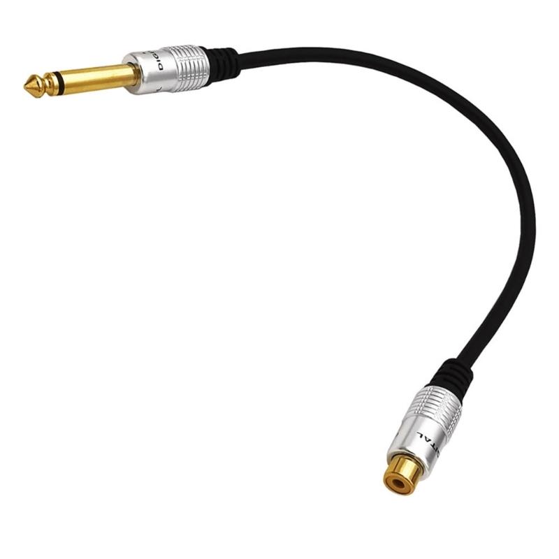 6.35mm 1/4 TS Mono- Male To RCA Female Audio Cable Adapter Aluminum-Shell Copper-Injection Molding Gold Plated Head