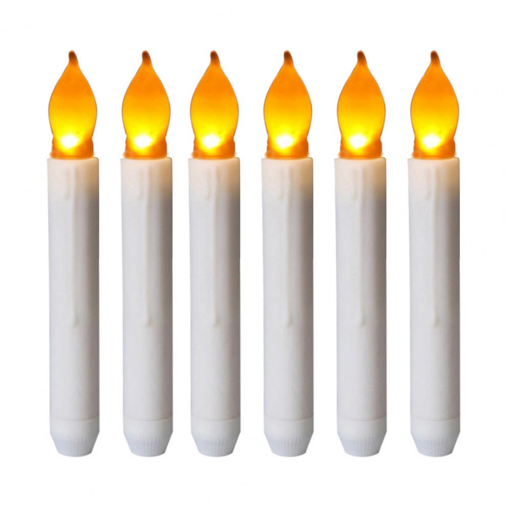 

Электронная свеча с мерцающим пламенем, работающая от батареек, беспламенная свеча, реалистичное мерцающее пламя, электронный праздничный декор 6pcs жёлтый