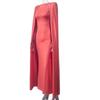 Elegant European Style Autumn/Winter Women's Evening Gown - Solid Color, Pleated, Round Neck, Waist-Cinched Skirt