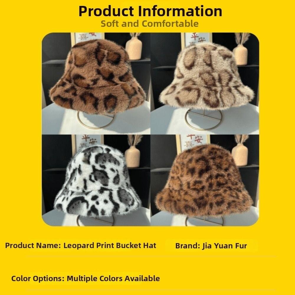 Retro Leopard Print Fisherman's Hat Leopard Print Autumn Winter Warm Hat  for Daily Wear