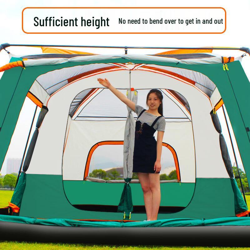 ZISIZ Portable Double-Layer 2-Room 1-Hall Camping Tent