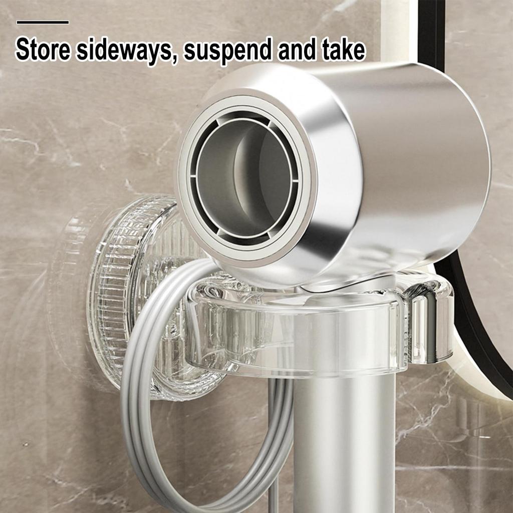 punch-free Hair Dryer Holder Wall Mounted Suction Cup Blow Dryer Storage Rack Hanger Styling Tool Organizer for Hotel Bathroom