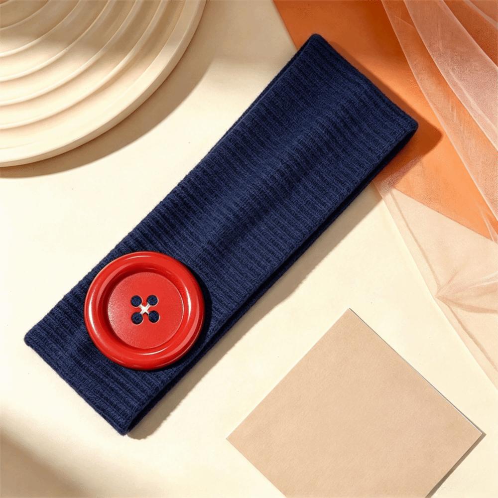 Elastic Button Headband Ribbed Knit Knit Turban Band New Head Wrap Daily Wear