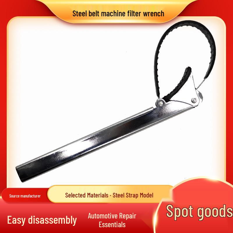 Adjustable Steel Belt Wrench for Engine Disassembly and Assembly - Auto Repair Oil Filter Tool Steel Belt Wrench * 6-Hole