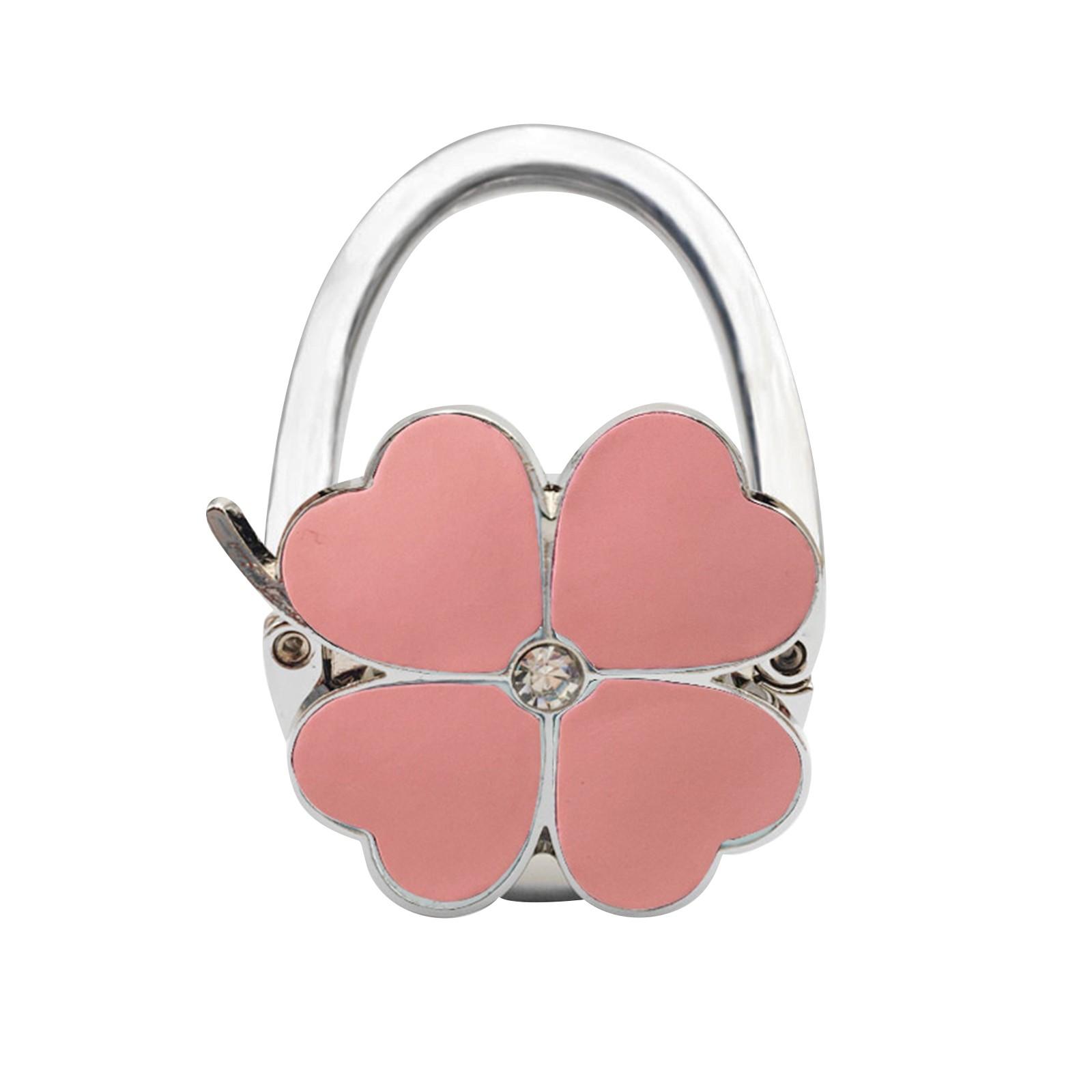 

Четырехлепестковый внешний крючок для сумки, складной портативный крючок, однотонный кожаный крючок для боковой сумки на стол, крючок для сумки One Size розовый