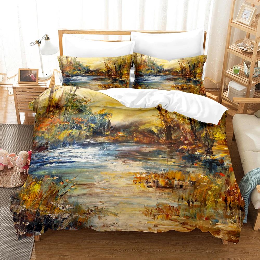 Castle Duvet Cover Set Full Queen Size Medieval Castle Bedding Set Fairy Tale Myth Theme Quilt Cover Comforter Cover Set 2/3pcs