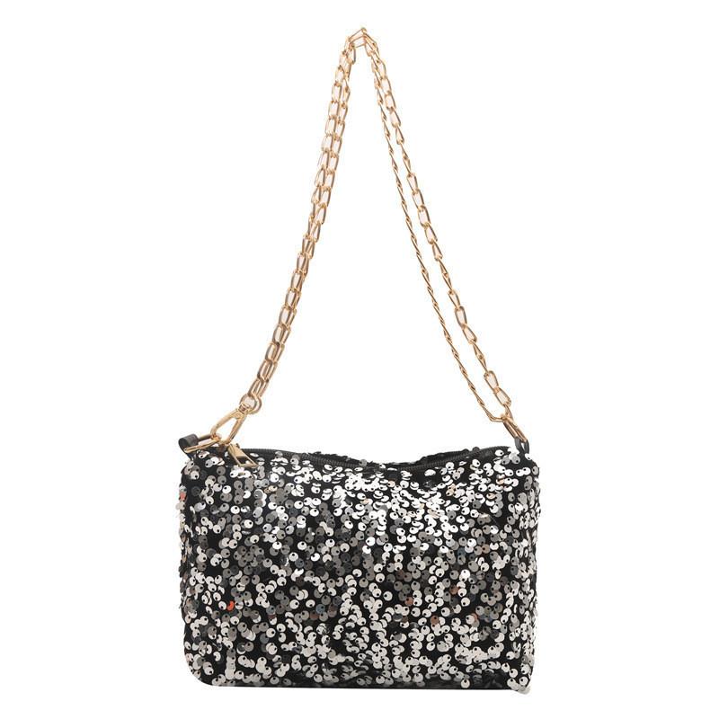 2024 New Summer Fashion Sequin Underarm Bag Women's Chain Small Square Bag Street Trend