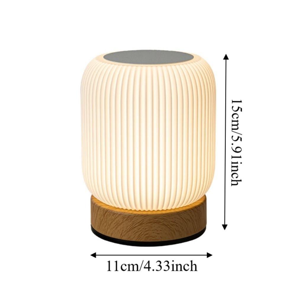 Wood Grain Base Touch Night Light 3 Color Temperatures Dimmable Bed Lamp Atmosphere Lighting