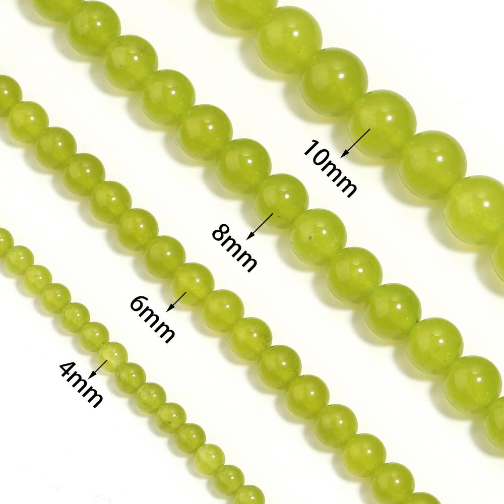 1 Strand 4/6/8/10mm Natural Olive Green Chalcedony Stone Beads Round Loose Jade Beads For Jewelry Making DIY Bracelet Necklace