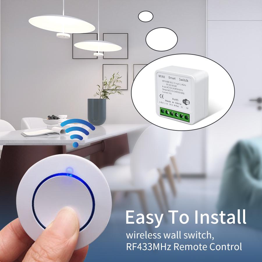 Tuya WiFi Smart Light Switch 16A 433MHz Wireless Remote Control Relay Controller Voice Control Works With Alexa Google Home