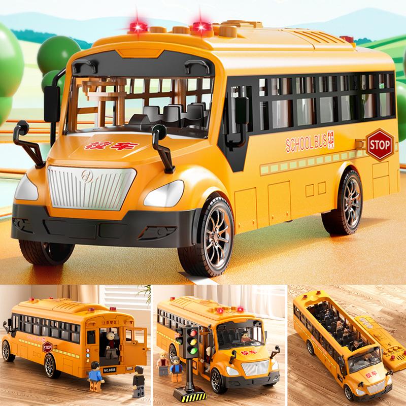 Giocattoli Macchinine Giocattoli Autobus Grandi Autobus Scolastico di Simulazione Autobus a Due Piani Convertibile Ritorno a Tirare Luci Suoni Bambini Piccoli Bambini Regalo