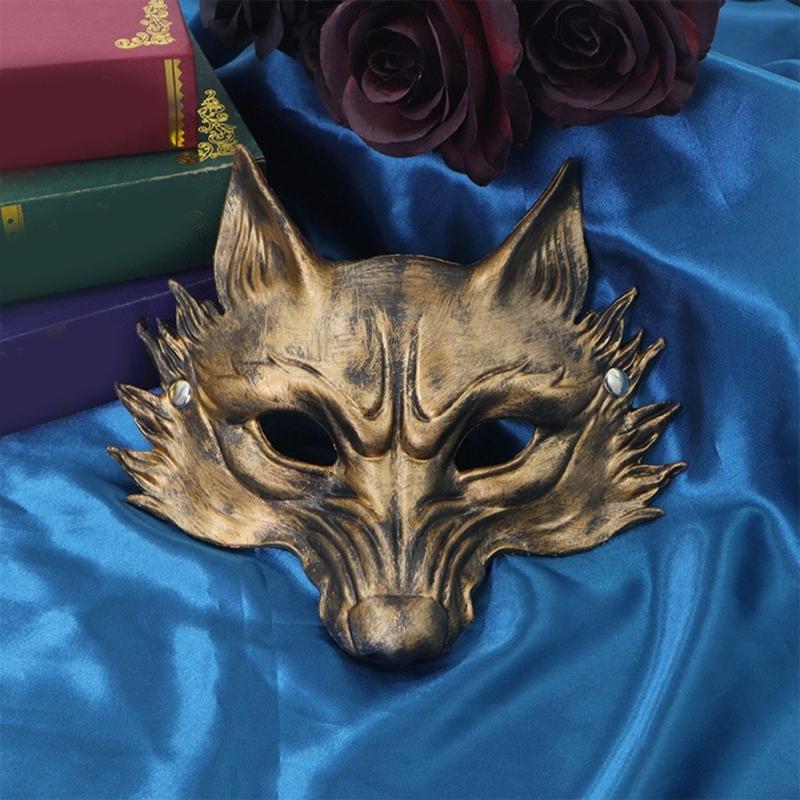 Leichte PU Halbmaske Halloween Cosplay Gesichtsbedeckung für Männer Elegante Maskenball Party Kostümzubehör