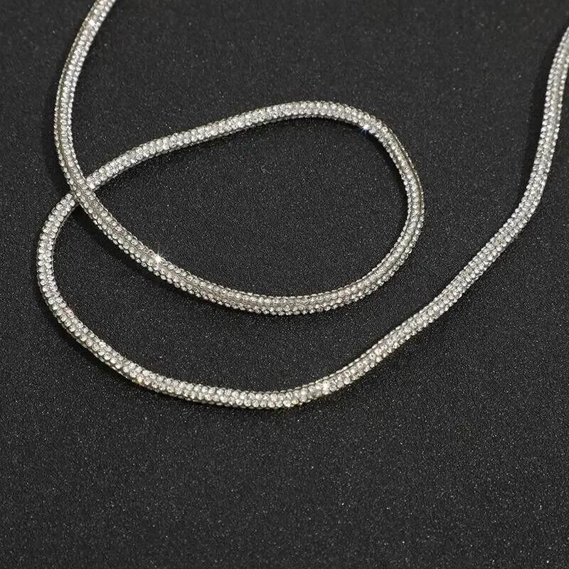 

Rhinestone Rope Glitter Shoelaces Shiny Crystal Cords for Hoodie Drawstring DIY Crafts Decorations 1 Yards срібний