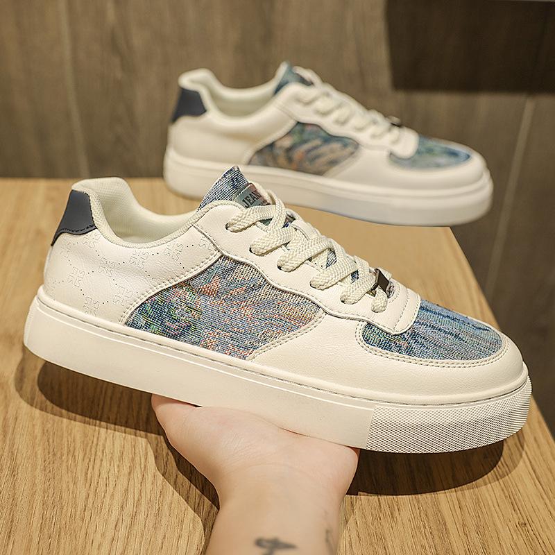 2024 winter new versatile trendy shoes sports low-top board shoes trendy Hong Kong style men's white casual shoes sports shoes