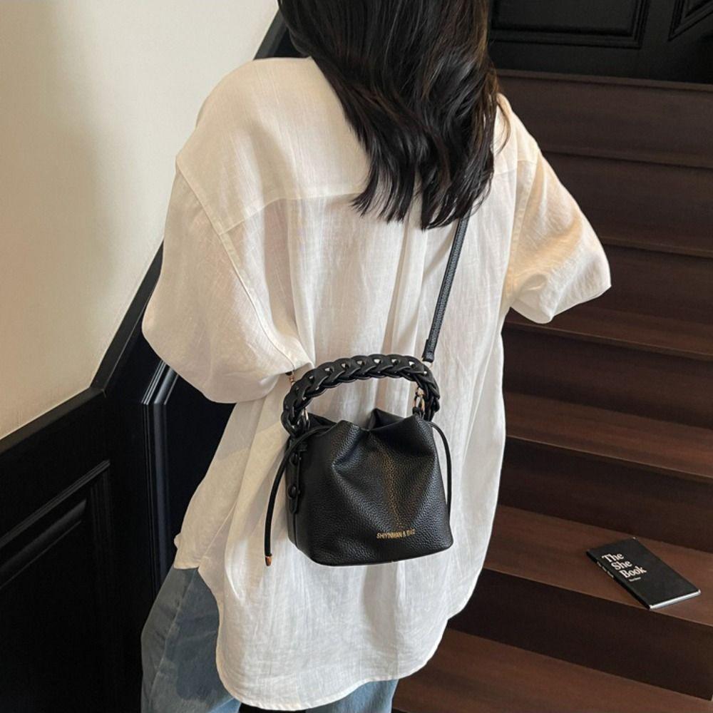 Versatile Women Shoulder Bag PU Leather Bucket Bag Fashion Crossbody Bag  Daily