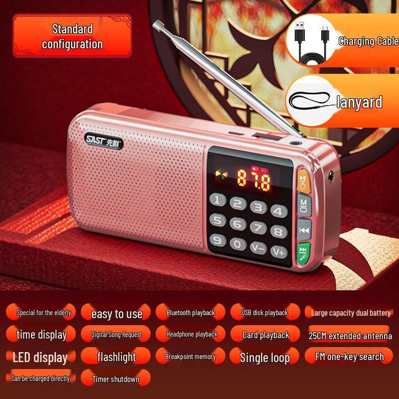 Xianke 2025 Portable Rechargeable Radio & Speaker for Seniors