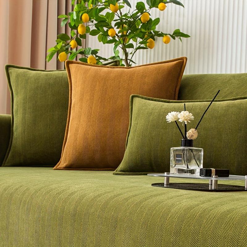 1PC Suede Ribbed Sofa Cover - Machine Washable Soft Elastic Fabric Jacquard Texture | Easy Care Materials