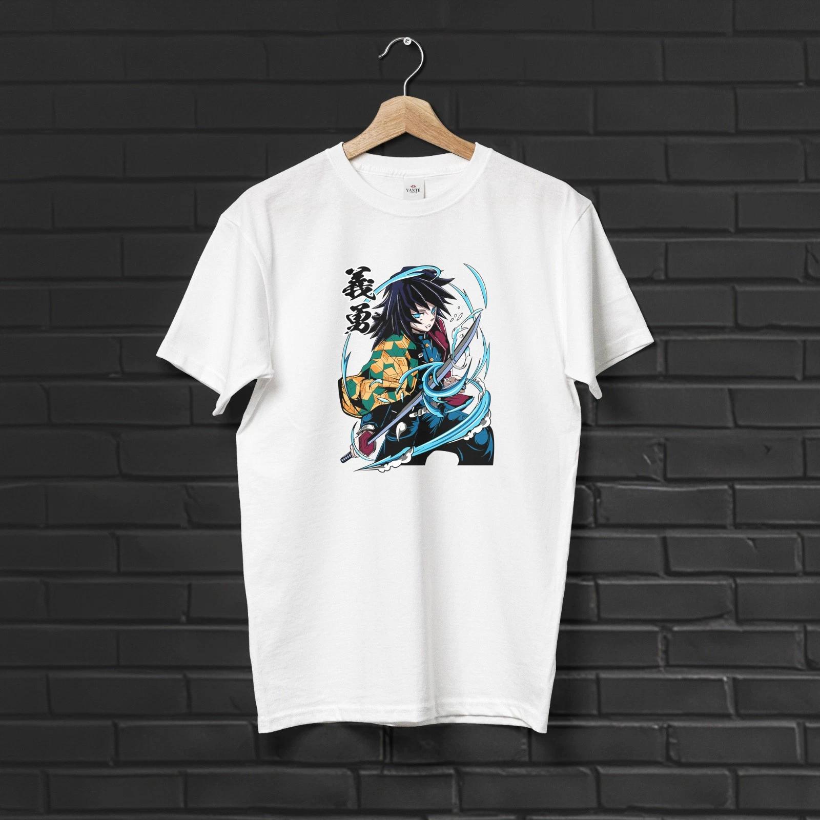Giyu Tomioka Water Hashira Graphic Anime T-Shirt Men Unisex Casual Cotton Tee 3XL