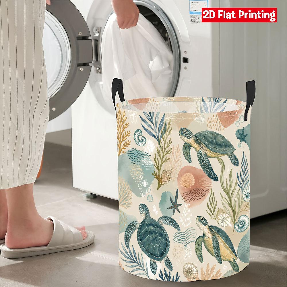 Collapsible Laundry Basket Large Round Waterproof Fabric Hamper Dirty Clothes Storage Bin Toy Organizer with Handles