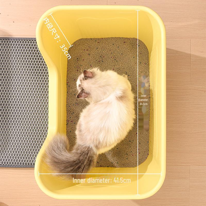 Oversized Splash-Proof Semi-Enclosed Cat Litter Box