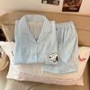 2026 Women's Cloud Cotton Pajama Set: Plus Size Loose Cardigan, Short Sleeve Top & Shorts for Spring/Summer Home Wear.