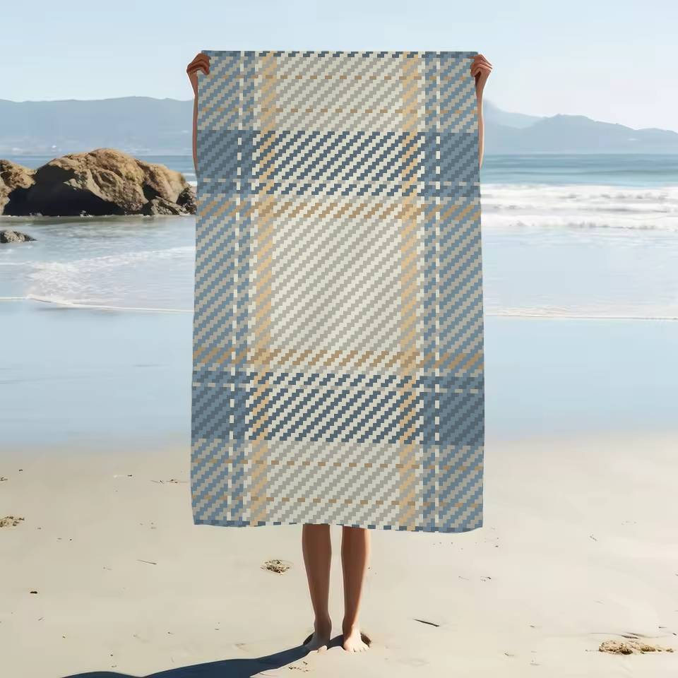 Schottischer Tartan-Print Mikrofaser Strandtuch Saugfähig Schnelltrocknend Weich Yoga Schwimmen Resort Bergsteigen Handtuch